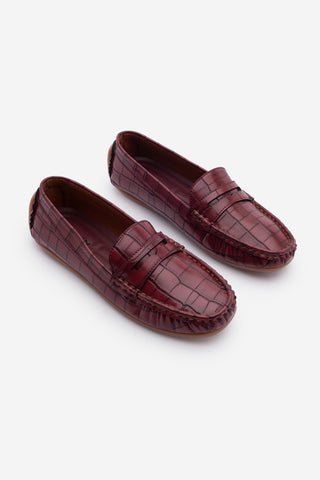 Kadın Loafer Günlük Ayakkabı Feryus - Bordo Croco