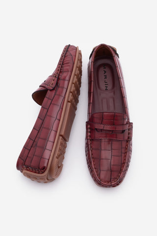 Kadın Loafer Günlük Ayakkabı Feryus - Bordo Croco