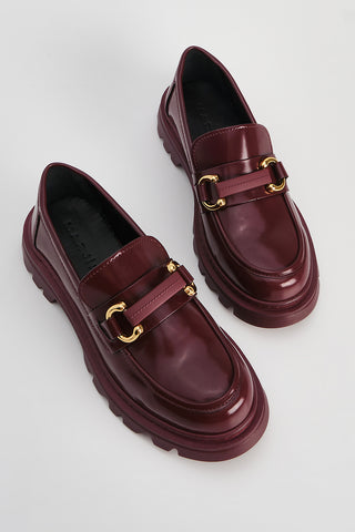 Kadın Loafer  Tokalı Günlük Ayakkabı Kinles - Bordo