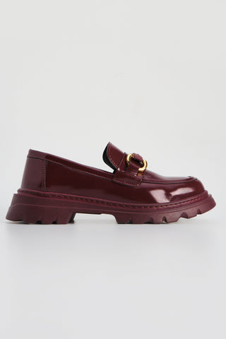 Kadın Loafer  Tokalı Günlük Ayakkabı Kinles - Bordo