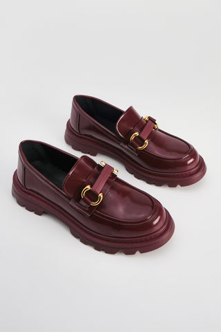 Kadın Loafer  Tokalı Günlük Ayakkabı Kinles - Bordo