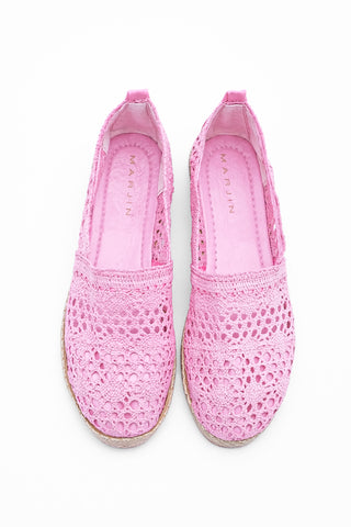 Kadın Örgülü Dantelli Espadril Erlin - Pembe