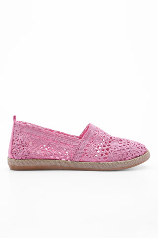 Kadın Örgülü Dantelli Espadril Erlin - Pembe