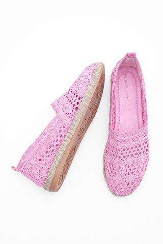 Kadın Örgülü Dantelli Espadril Erlin - Pembe